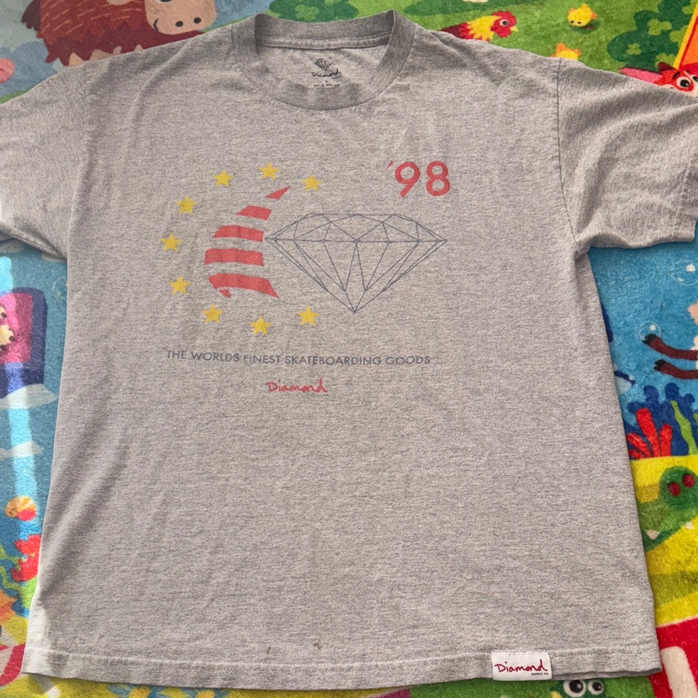 Diamond Supply Co. Gray Tee with Red and Yellow Accents